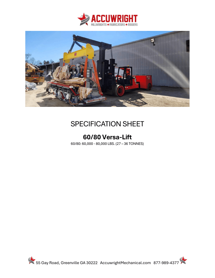 Accuwright Versa-Lift specification sheet
